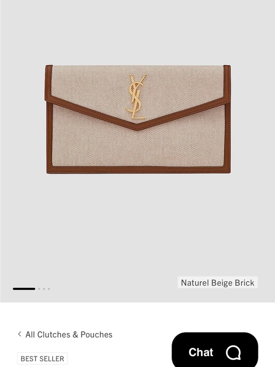 Saint Laurent Handbags - Saint Laurent Beige and Brick Brown Envelope Clutch with Gold YSL